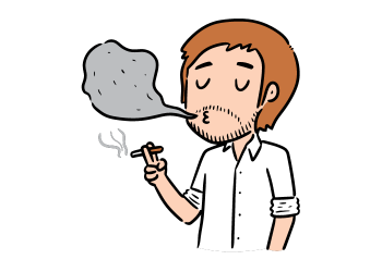 タバコを吸う男性の画像